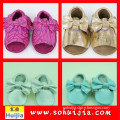 High quality shenzhen hot sale 2015 sweet color tassels sandals and bow Child Baby Shoes